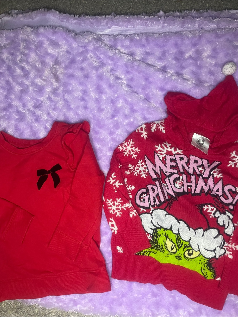Cat & Jack Red Grinchmas Hoodie and Red Bow Pullover Set.make offers !